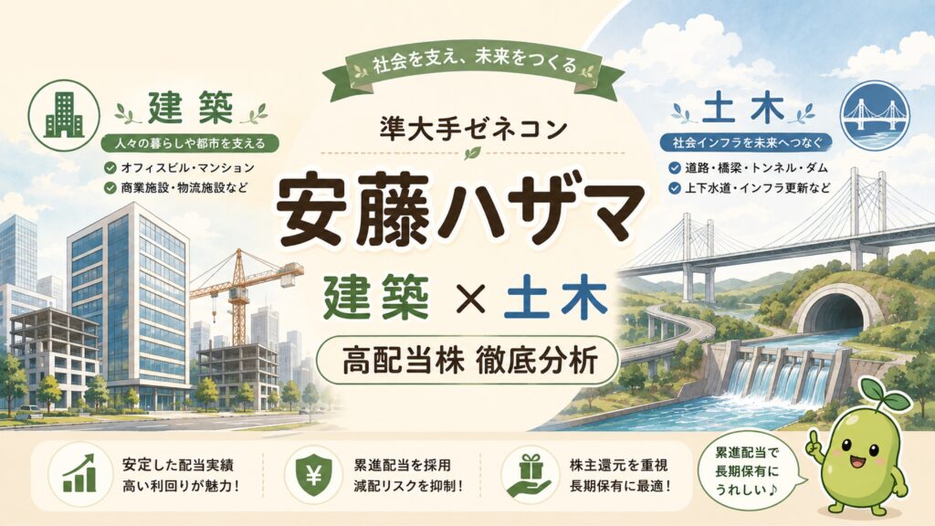【安藤ハザマ(1719)】高配当株としておすすめ？ | 累進配当と増配期待を徹底分析 | 22豆目