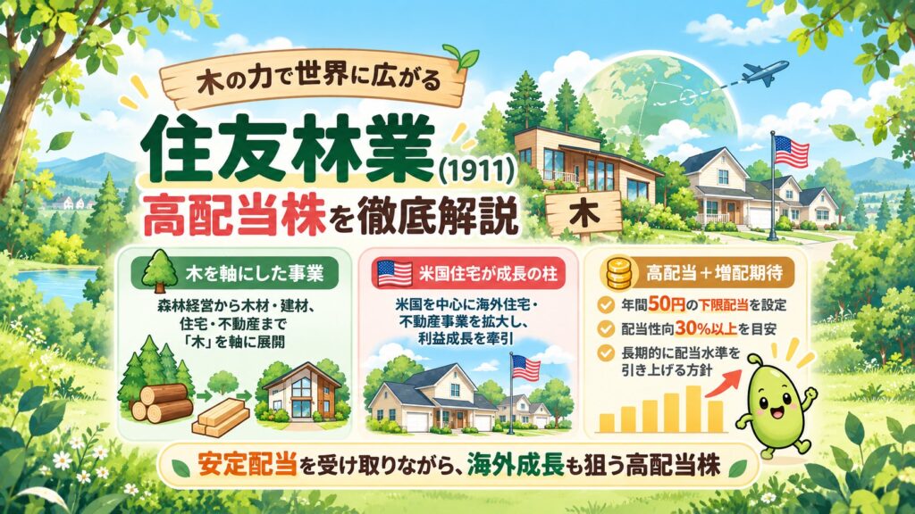 【住友林業(1911)】高配当+増配に期待? | 米国住宅で成長する住宅メーカーを徹底分析 | 26豆目